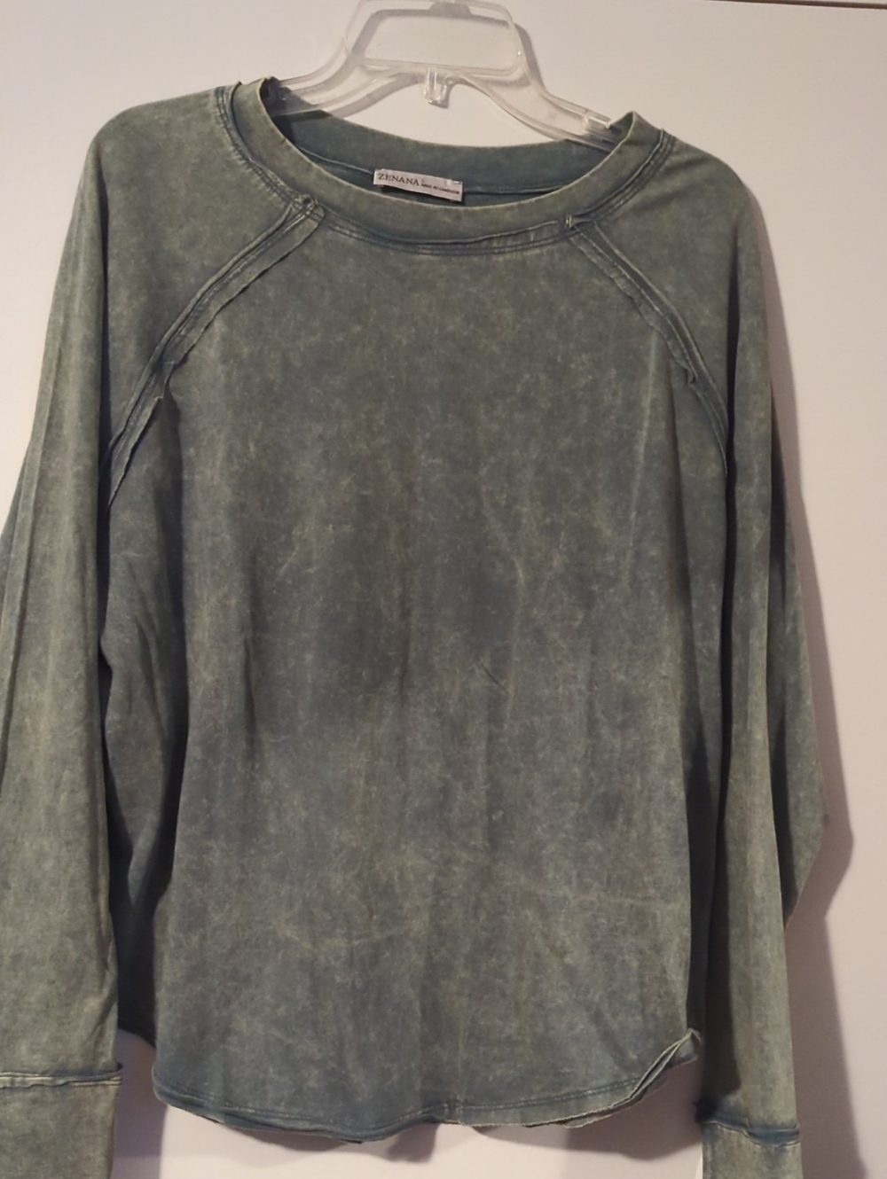Zenana Outfitters Vintage-Fade Olive Long Sleeve Tee